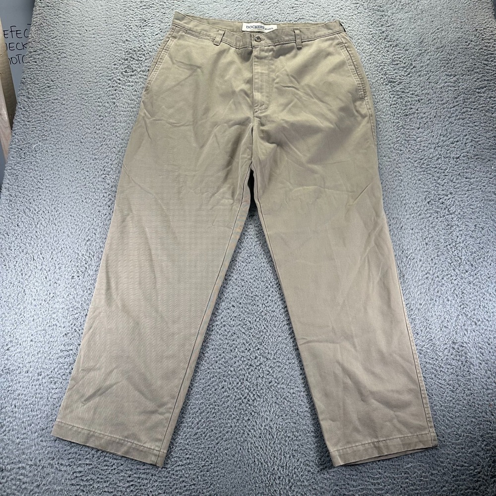 Vintage Dockers Pant Mens 36x30 Brown Cotton‎ Khakis Straight Preppy Classic USA